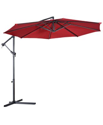 10' Hanging Umbrella Patio Sun Shade Offset Outdoor Market W/t Cross Base
