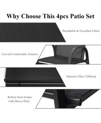 4 PCS Patio Furniture Set Sofa Coffee Table Steel Frame Garden Deck