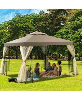 Outdoor 10'x10' Gazebo Canopy Shelter Awning Tent Patio Screw-free structure Garden