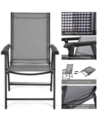 Set of 4 Outdoor Patio Folding Chairs Camping Deck Garden Pool Beach W/Armrest