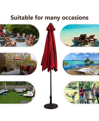 9FT Patio Umbrella Patio Market Steel Tilt W/ Crank Outdoor Yard Garden