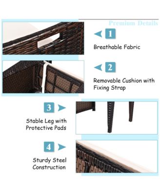 3PCS Outdoor Patio Rattan Furniture Set Space Saving Garden Deck W/Cushion No Assembly