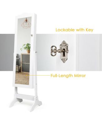 Mirrored Jewelry Cabinet Organizer Storage Box White