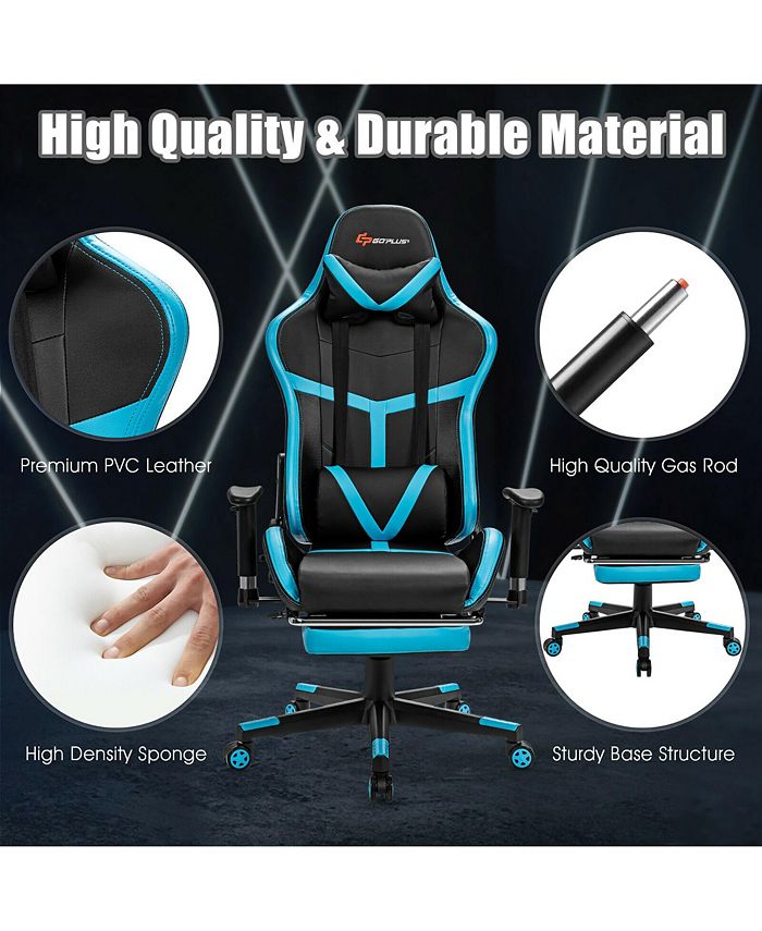 Costway Massage Gaming Chair Reclining Racing Chair with Lumbar Support
