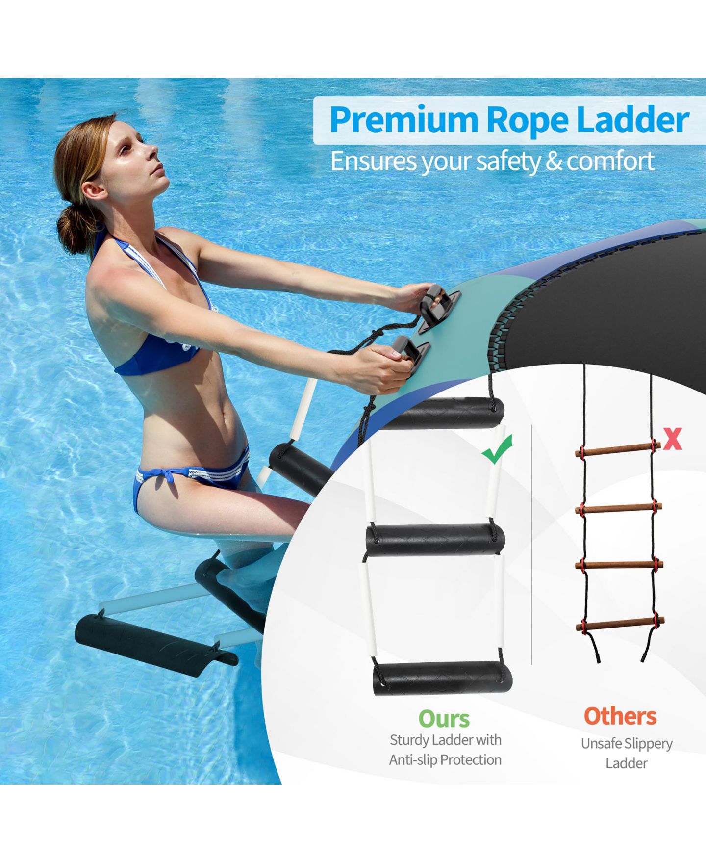 Детская игрушка Costway 10FT Inflatable Water Bouncer Splash Padded Water Trampoline, цвет: Синий — фото 5