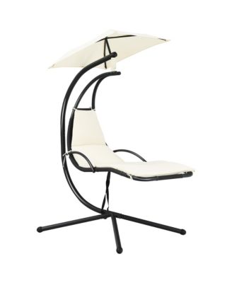 Patio Hanging Hammock Chaise Lounge Chair with Canopy Cushion