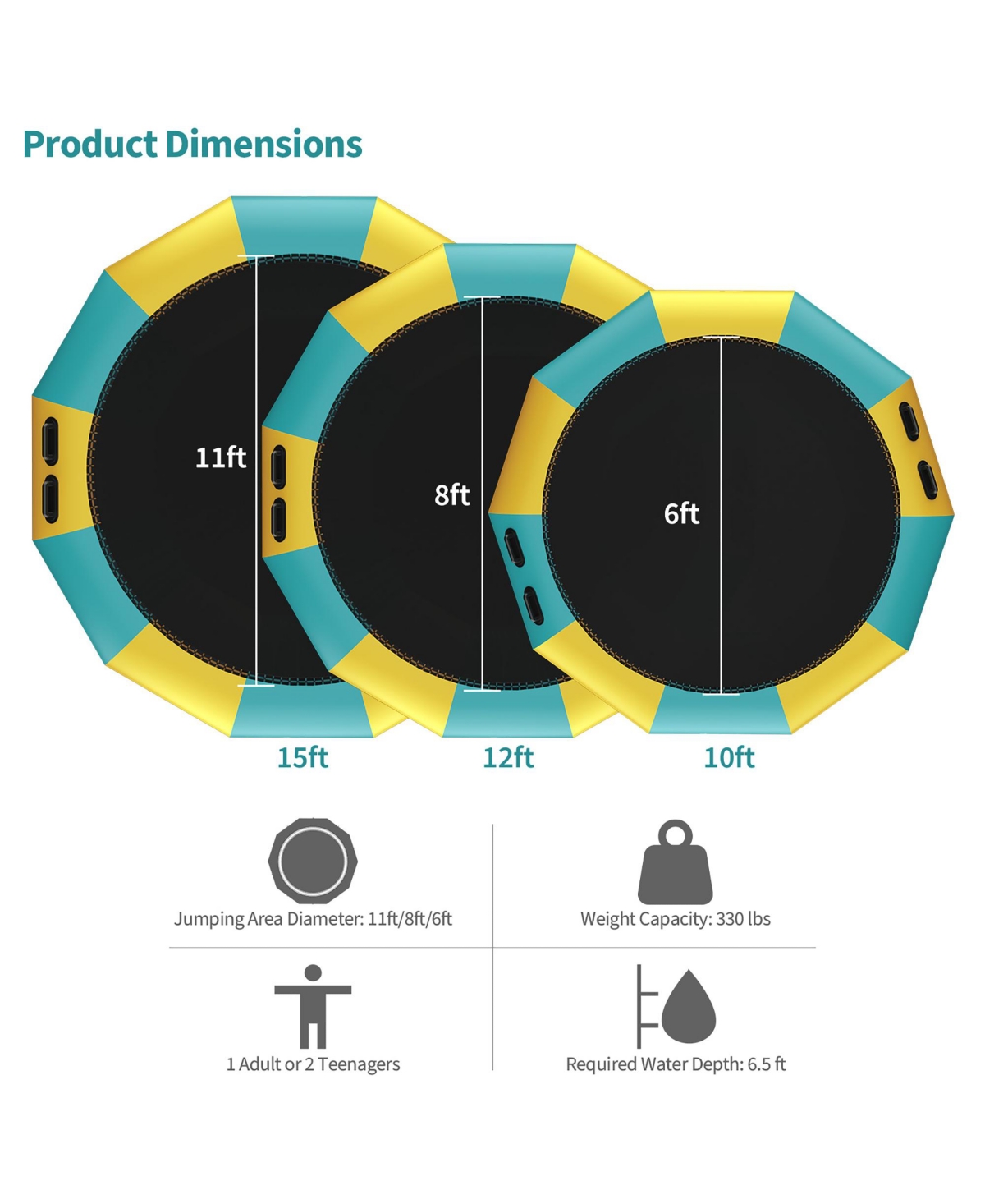 Costway 10FT Inflatable Water Bouncer Splash Padded Water Trampoline