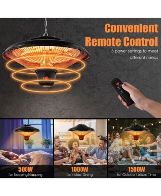 1500W Electric Hanging Heater Ceiling Mounted Infrared Heater w/Remote Control