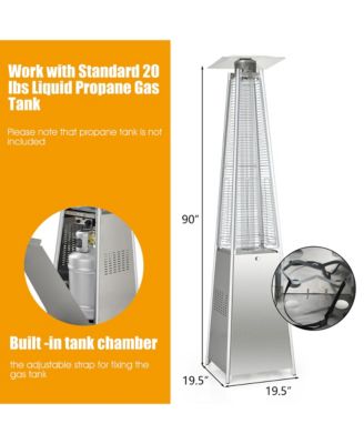 90'' Tall Pyramid Patio Heater Quartz Glass Tube Flame Heating 42000 BTU