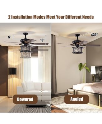 52'' Ceiling Fan with Light Reversible Crystal Ceiling Fan Lamp W/Remote Control