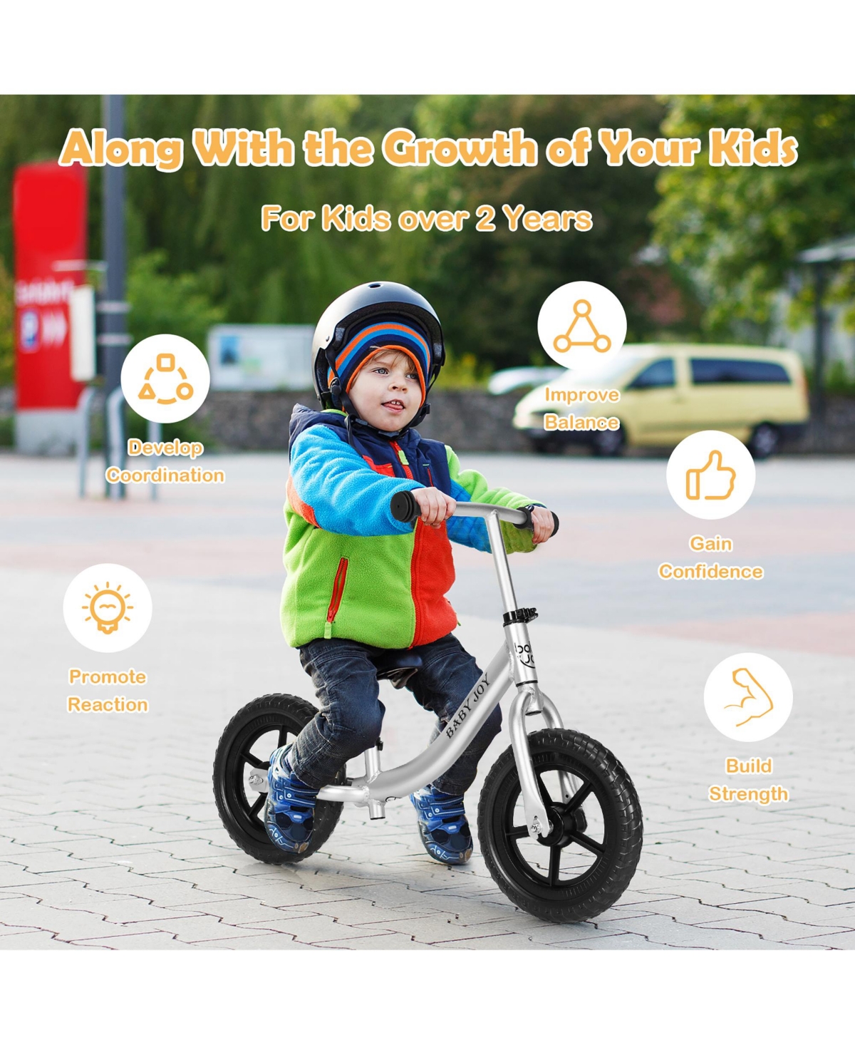 Costway Aluminum Balance Bike for Kids Adjustable No Pedal Training Bicycle