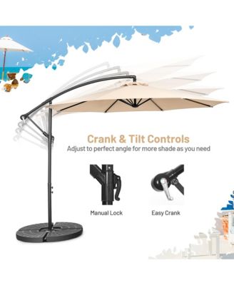 10 FT Patio Offset Umbrella w/8 Ribs Cross Base Tilt