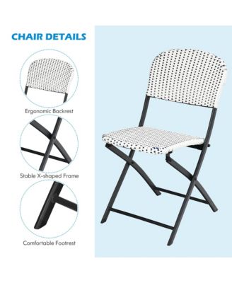 3PCS Patio Rattan Bistro Set Folding Table Chairs Garden Deck
