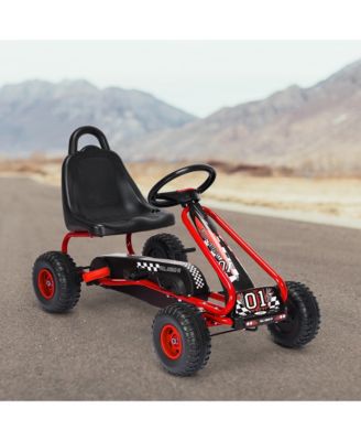 Kids Pedal Go Kart 4 Wheel Ride On Toys w/ Adjustable Seat & Handbrake