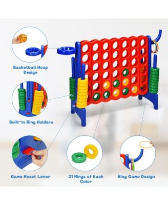 4-in-A Row Giant Game Set w/Basketball Hoop for Family