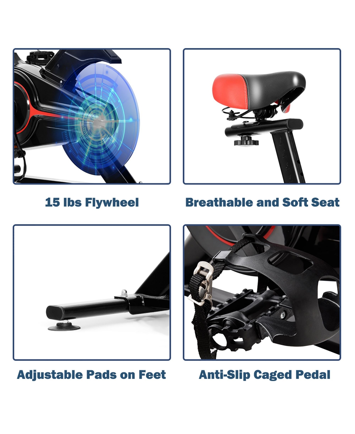 Indoor Exercise Bike Fitness Cardio W/4-way Adjustable Seat