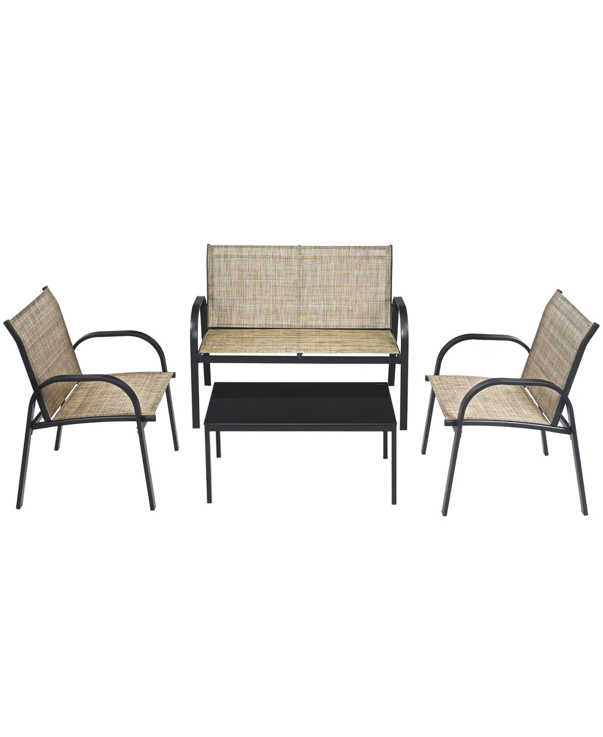 Costway 4 Pcs Patio Furniture Set Sofa Coffee Table Steel Frame Garden