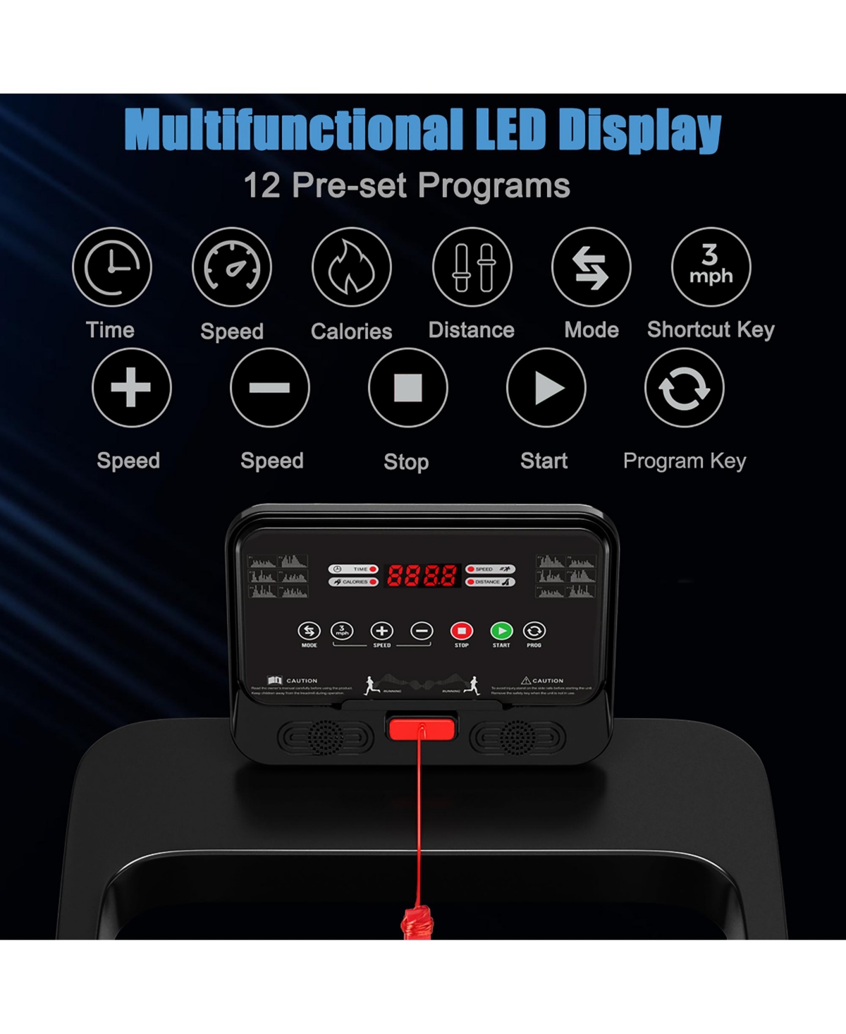 Costway 2.25HP Electric Treadmill Running Machine App Control for Home Office