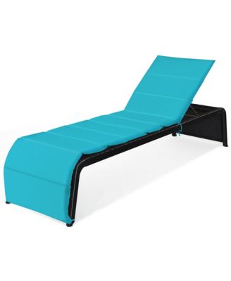 Patio Rattan Lounge Chair Chaise Recliner Back Adjustable Cushioned Garden