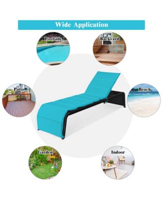 Patio Rattan Lounge Chair Chaise Recliner Back Adjustable Cushioned Garden