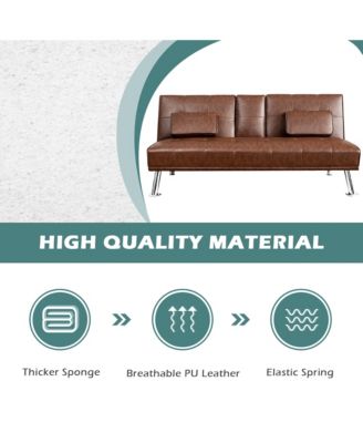 1 piece  Leather Convertible Folding Futon Sofa Bed