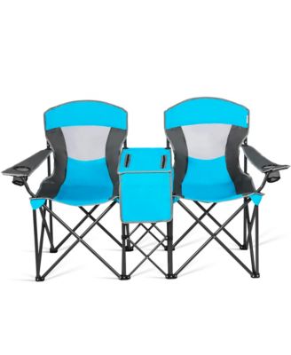 Portable Folding Camping Canopy Chairs w/ Cup Holder Cooler