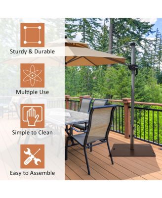 50LBS Patio Square Umbrella Base Stand Market Umbrellas Handle Wheels