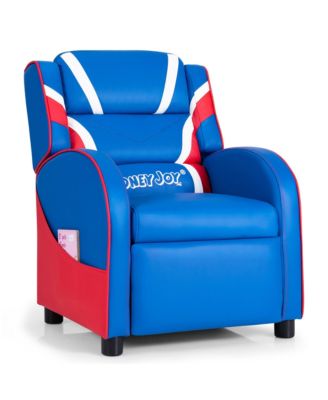 Kids Recliner Chair Gaming Sofa PU Leather Armchair w/Side Pockets