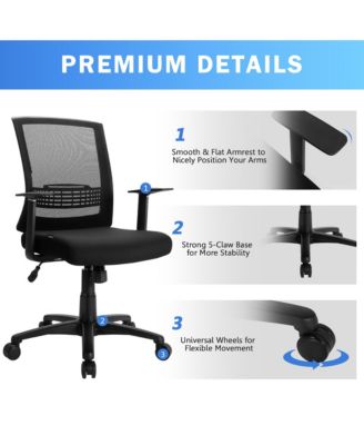Mesh Office Chair Mid Back Task Chair Height Adjustable