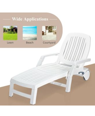 Patio Lounge Chair Chaise Adjustable Recliner Weather Resistant Wheels