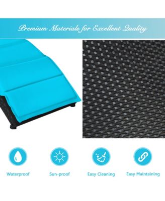 Folding Patio Rattan Lounge Chair Chaise Cushioned Portable Garden Lawn