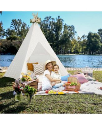 Lace Teepee Tent with Colorful Light Strings for Children