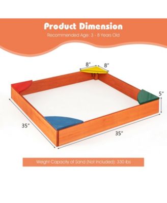 Kids Outdoor Wooden Backyard Sandbox with Built-in Corner Seating