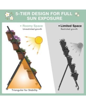 5-Tier Vertical Raised Garden Bed with Wheels and Container Boxes