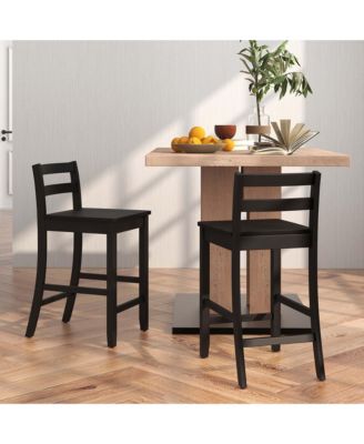 24-Inch Wooden Bar Stools Set of 2 with Ergonomic Backrest Counter Height Stools
