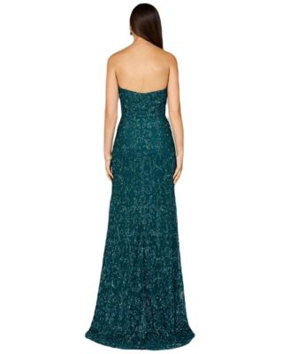 Women's Beaded Strapless Dress with Slit
