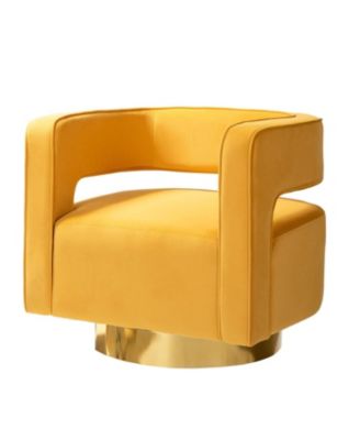 Carisa Contemporary Swivel 29.5" W Barrel Chair with Metal Base