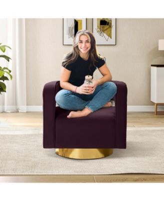 Carisa Contemporary Swivel 29.5" W Barrel Chair with Metal Base