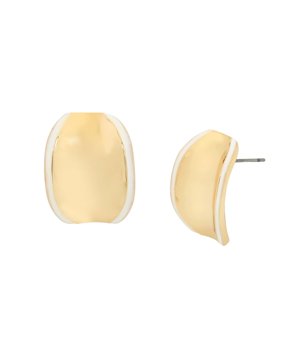 Robert Lee Morris Soho White Molten Patina Curved Post Earrings In Gold