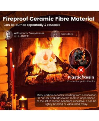 Ceramic Fireproof Fire Pit Skull, Reusable Imitated Human Skull for Gas