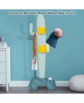 Toddler 3-in-1 Cactus Toy Stand Sports Activity Center with Golf and Ring-Toss