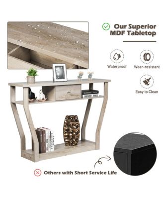 Modern Sofa Accent Table with Drawer Entryway Hallway Hall