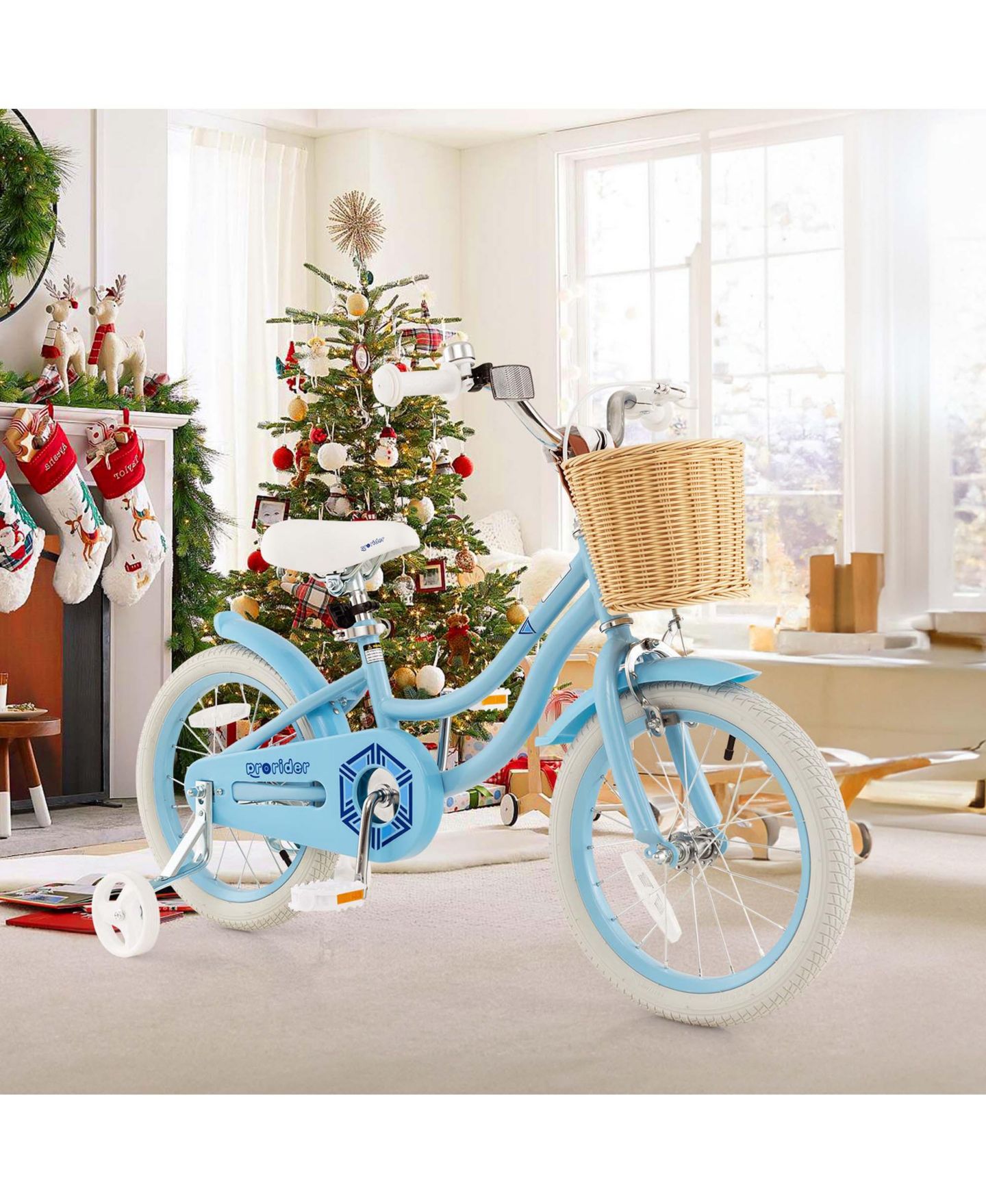 Детская игрушка Costway 16" Kids' Bike with Training Wheels, Adjustable Seat & Coaster Brake, Ages 4-7, цвет: Синий — фото 4
