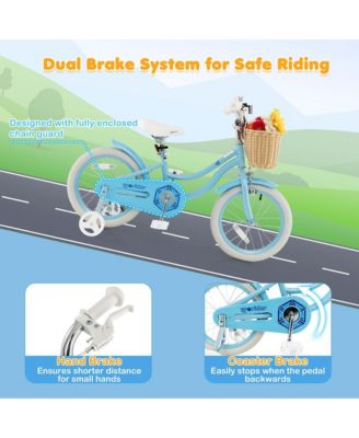 16" Kid s Bike with Training Wheels Adjustable Handlebar Seat Handbrake