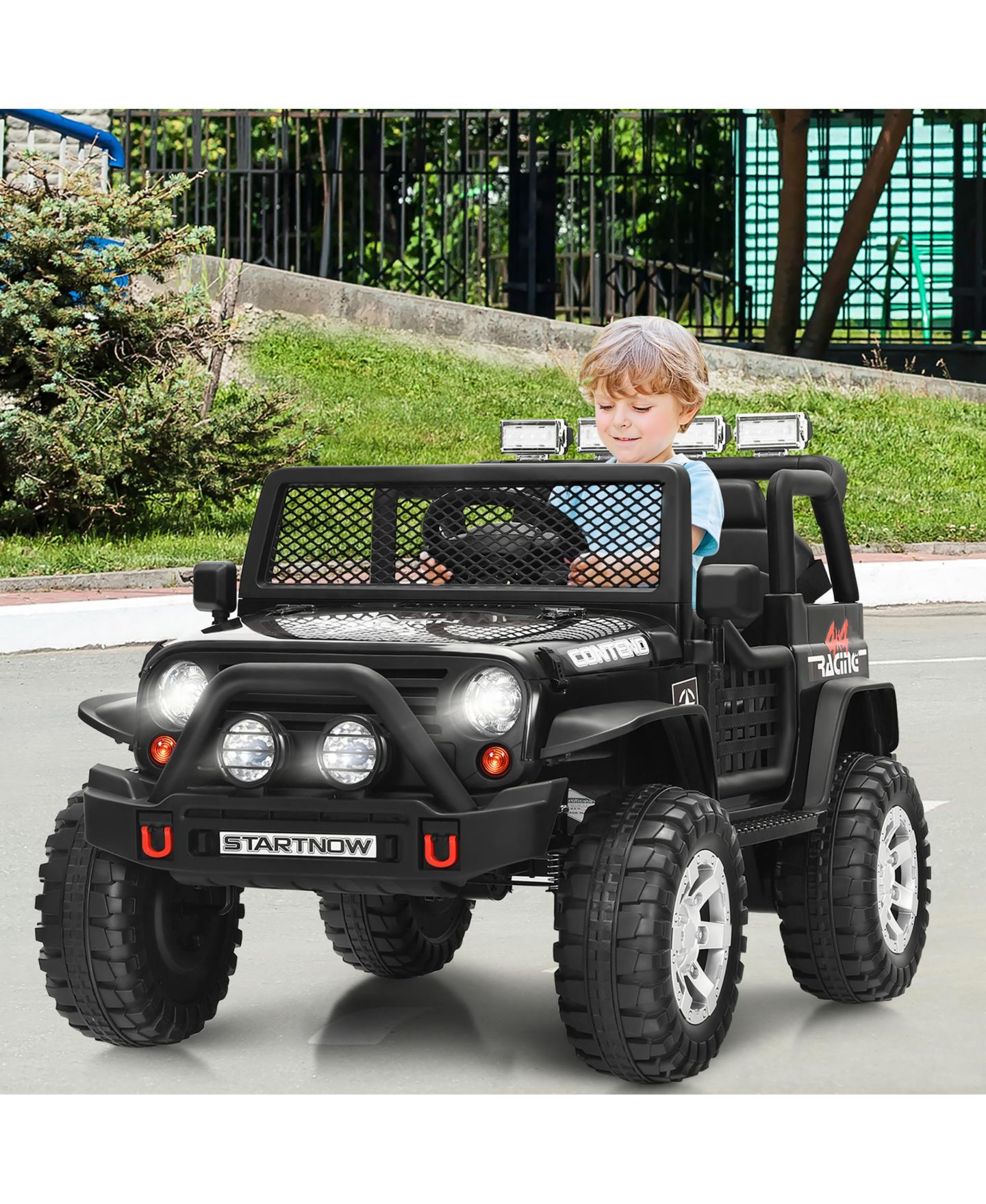 Детская игрушка Costway Kids Ride On Truck, 12V Electric with Remote Control and Lights & Music, 110 lb. Capacity, от 3 лет, цвет: Чёрный — фото 2
