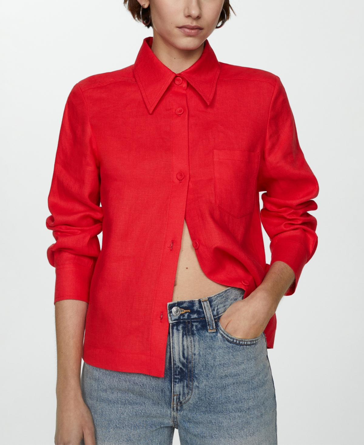 MANGO WOMEN'S LINEN SHIRT 