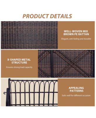 Patio Swing Chair 2-Person Hanging Seat Outdoor Wicker Loveseat Cushioned Porch