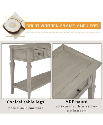 Retro Console Table with Drawers and Shelf