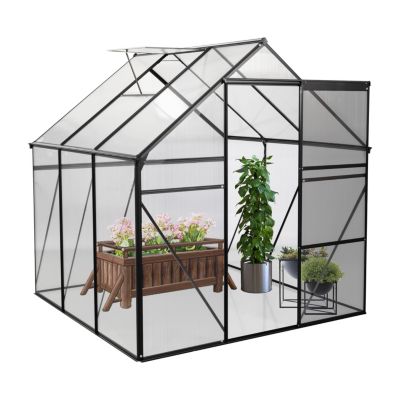 Streamdale 6x6FT Black Polycarbonate Greenhouse with Raised Base and Anchor