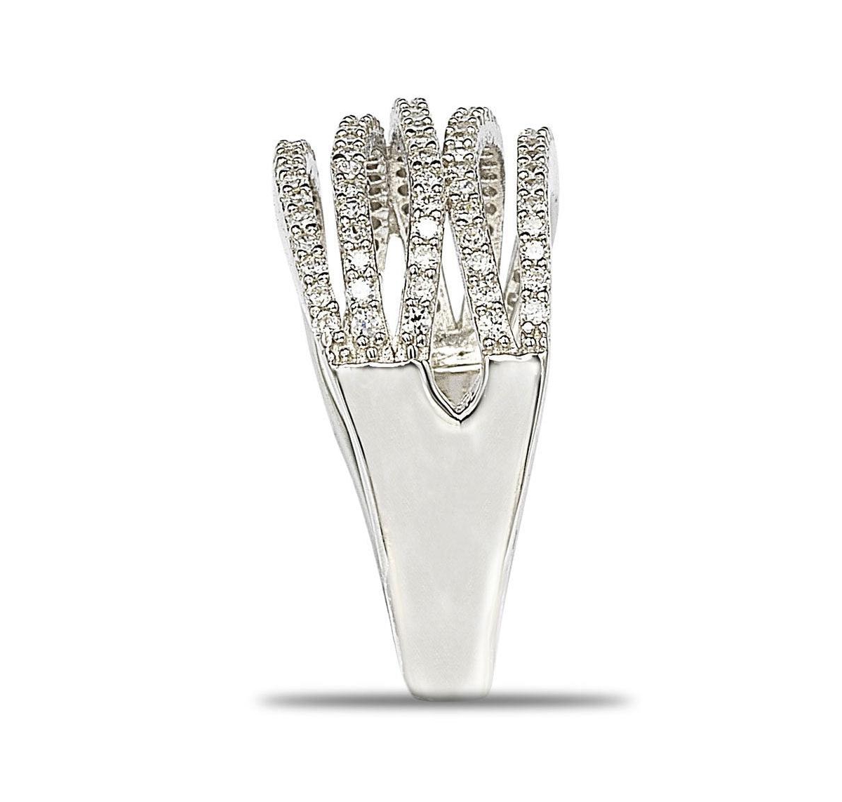 Suzy Levian New York Suzy Levian Sterling Silver Cubic Zirconia Multi Row Ring